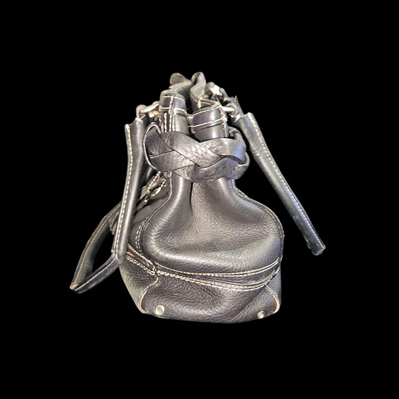 Coach Legacy Leather Satchel Tote F13084 Black Braided Handle Silver Hardware - Picture 6 of 13